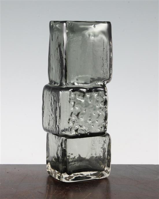 A Whitefriars pewter glass drunken bricklayer vase, designed by Geoffrey Baxter, 21.5cm